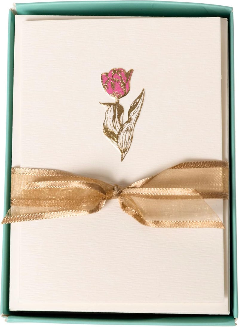 Graphique Tulip Cards | Pack of 10 Cards with Envelopes | Blank Inside | All Occasion Greetings | La Petite Presse Collection | Embossing and Gold Foil Accents | Boxed Set | 3.25" x 4.75" - Image 1