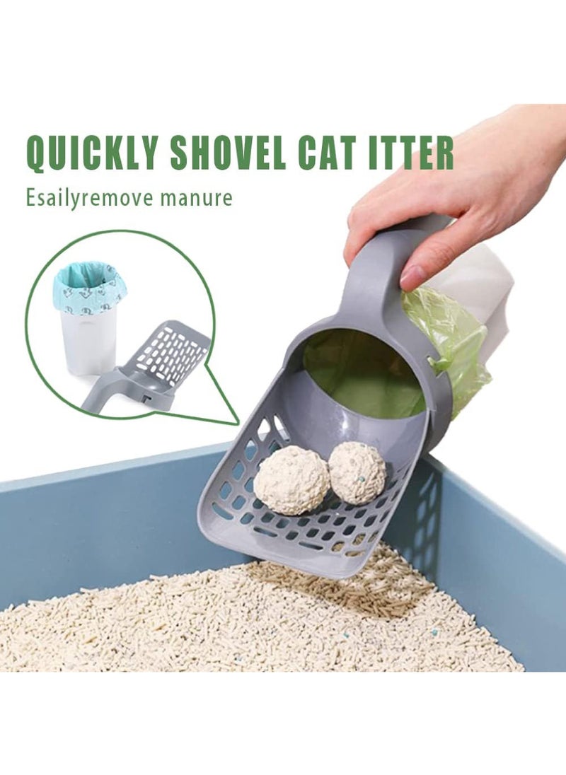Rock Pow Cat Litter Scoop with Bag Holder, Integrated Detachable Deep Cat Litter Shovel with Poop Sifting and 120 Litter Bags  - Image 2