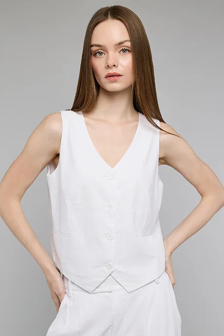 R&B Solid V-Neck Waistcoat