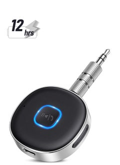 Bluetooth Adapter, Mini AUX Bluetooth 5.0 Receiver for Music Streaming, Hands-free Calls, Dual Connection, 12H Playtime, Car Bluetooth Aux Adapter, Home Stereo, Wired Headphones, Speaker