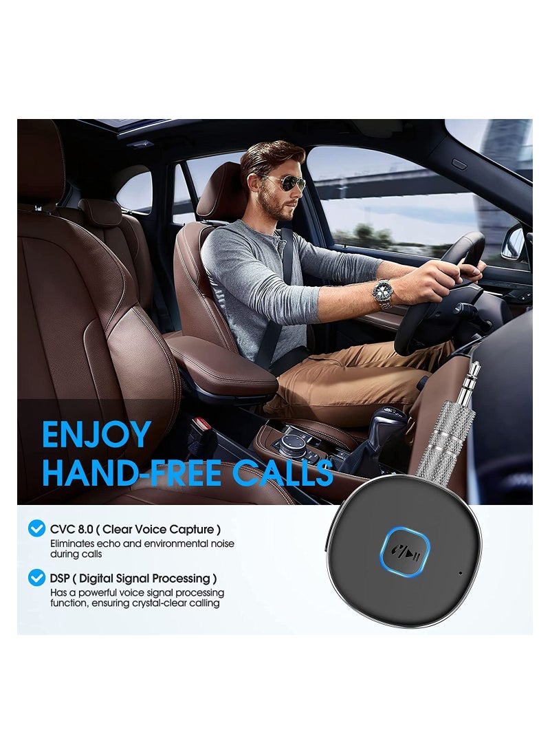 Generic - Bluetooth Adapter, Mini AUX Bluetooth 5.0 Receiver for Music Streaming, Hands-free Calls, Dual Connection, 12H Playtime, Car Bluetooth Aux Adapter, Home Stereo, Wired Headphones, Speaker - Image 1