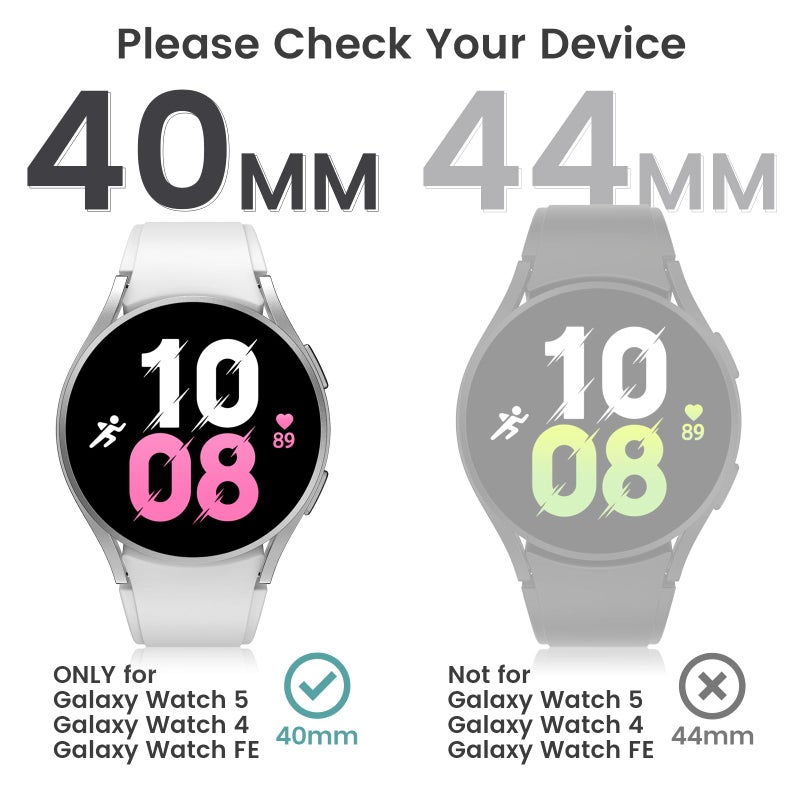 Tensea [4+4Pack for Samsung Galaxy Watch Fe 2024/5 2022/4 2021 Screen Protector and Case 40mm, Anti-Fog Tempered Glass Protective Film/Hard PC Bumper, Face Cover Set - Image 2