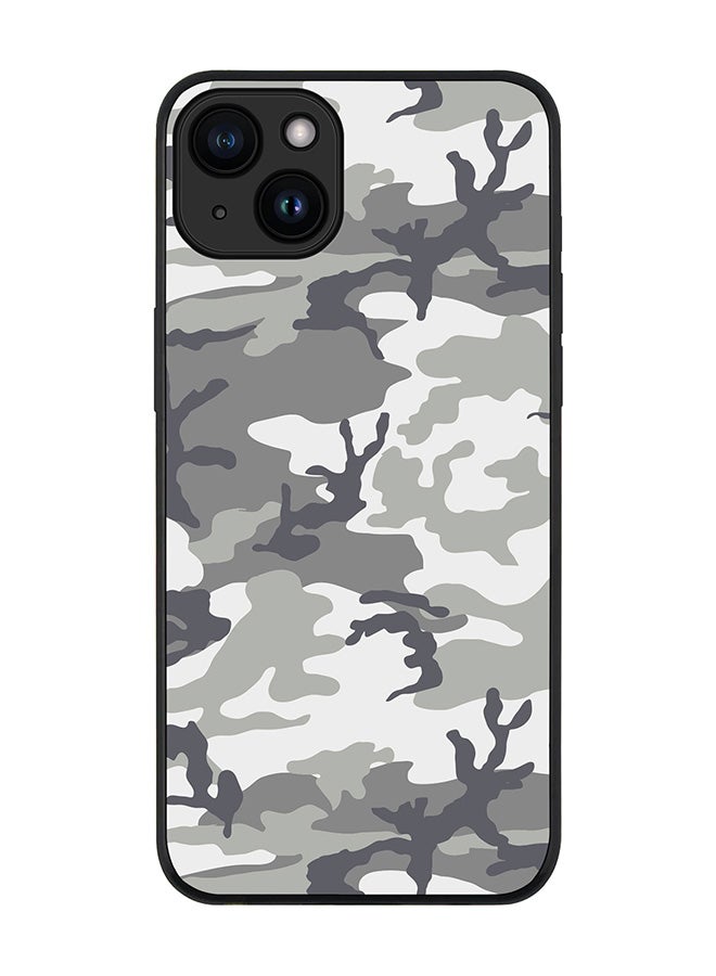 Stylizedd Cover for iPhone 15 Case Rugged Black Slim fit Soft Flexible Anti Drop TPU Gel Thin Protective Phone Cases - Artic Camo - Image 1