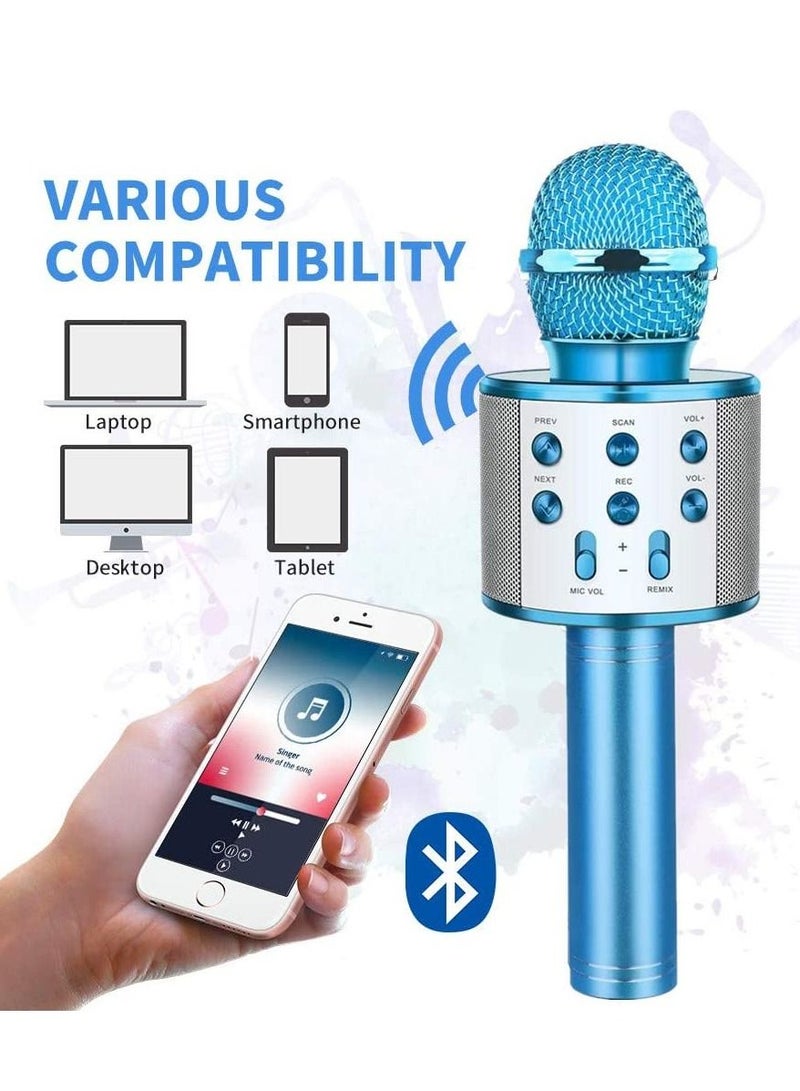 Wireless Bluetooth Karaoke Microphone,Rechargeable Kids Microphone Karaoke Machine,Professional Handheld Karaoke Mic Speaker Home KTV Kids Birthday Party - Best Gifts for Kids Adults (Blue) - Image 5
