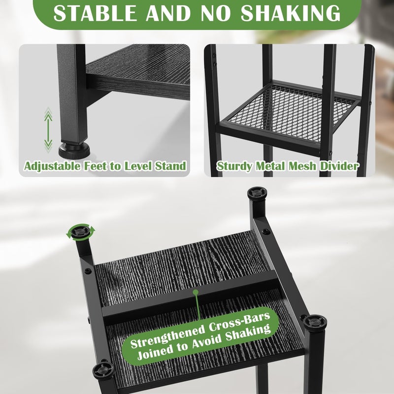 Dipion Extra Tall Plant Stand Indoor,40 Inch Plant Stands,3 Tier Metal Plant Stand with Heavy Duty Wood and Metal Mesh Shelf,Black - Image 2