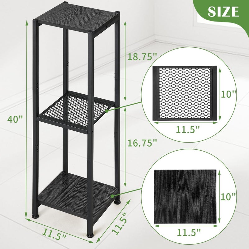 Dipion Extra Tall Plant Stand Indoor,40 Inch Plant Stands,3 Tier Metal Plant Stand with Heavy Duty Wood and Metal Mesh Shelf,Black - Image 4