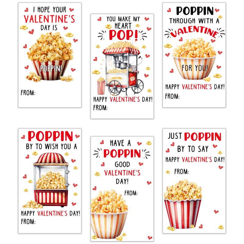 Cazhes Valentine's Day Gifts Tags Stickers, 60pcs Gift Wrap Self Adhesive Stickers, Popcorn Happy Valentine's Day Wrapping Decorations for Envelopes Present School - B04 - Image 1
