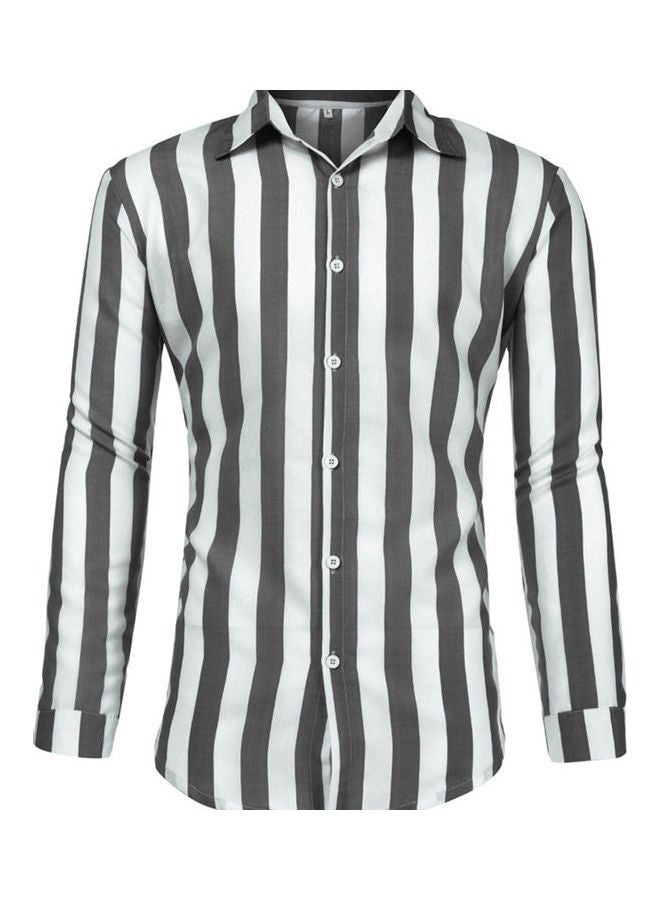 NIBEMINENT Stripes Printed Shirt Black/White 