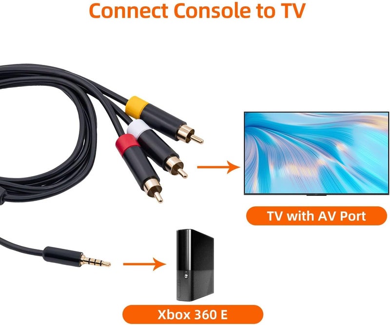 Gam3Gear 1.8M Audio Video AV RCA Video Composite Cable Cord for Microsoft XBox 360 E - Image 3