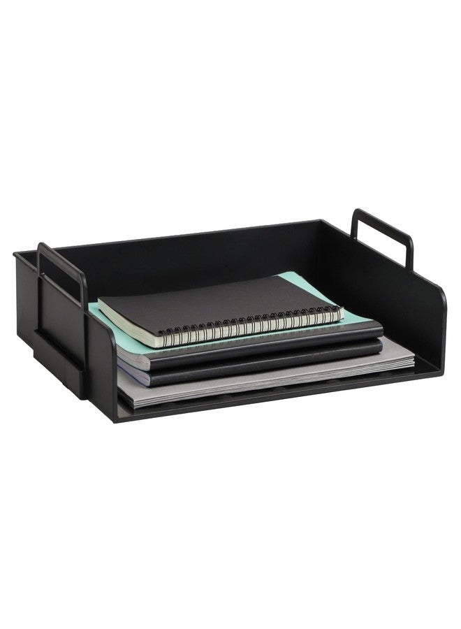 Mind Reader Stackable Paper Tray, Desktop Organizer, File Storage, Office, Plastic, 13.75" L x 10" W x 10.75" H, 4 Pcs., Black - Image 5