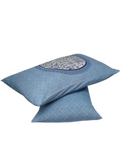 Urban Magic Urban Magic 104 TC Cotton Double Printed Flat Bedsheet (Pack of 1, Blue)  - Image 3