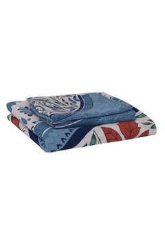 Urban Magic Urban Magic 104 TC Cotton Double Printed Flat Bedsheet (Pack of 1, Blue)  - Image 2