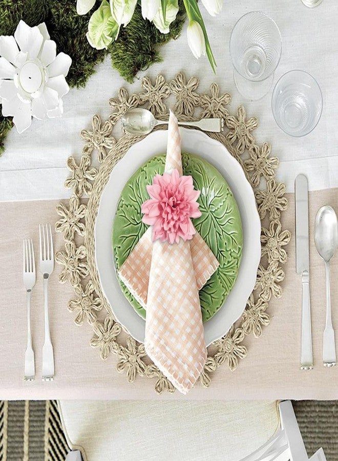 wonlex Farmhouse Flower Napkin Rings Set of 8, Faux Pink Dahlia Napkin Ring, Natural Serviette Buckles Holder for Gift,Table Decoration, Family Dinner, Union (Dahlia - Pink) - Image 3