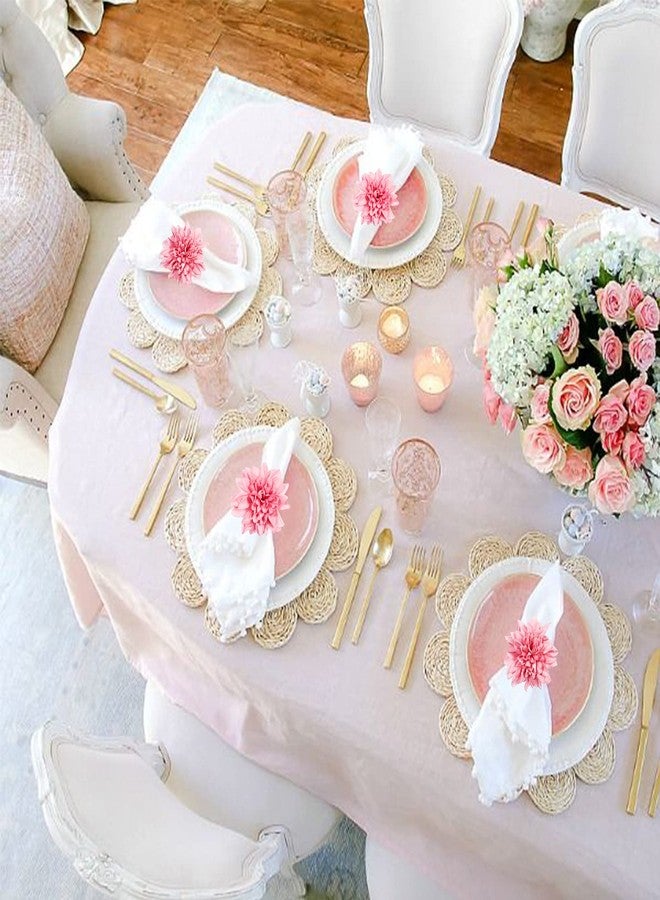 wonlex Farmhouse Flower Napkin Rings Set of 8, Faux Pink Dahlia Napkin Ring, Natural Serviette Buckles Holder for Gift,Table Decoration, Family Dinner, Union (Dahlia - Pink) - Image 4