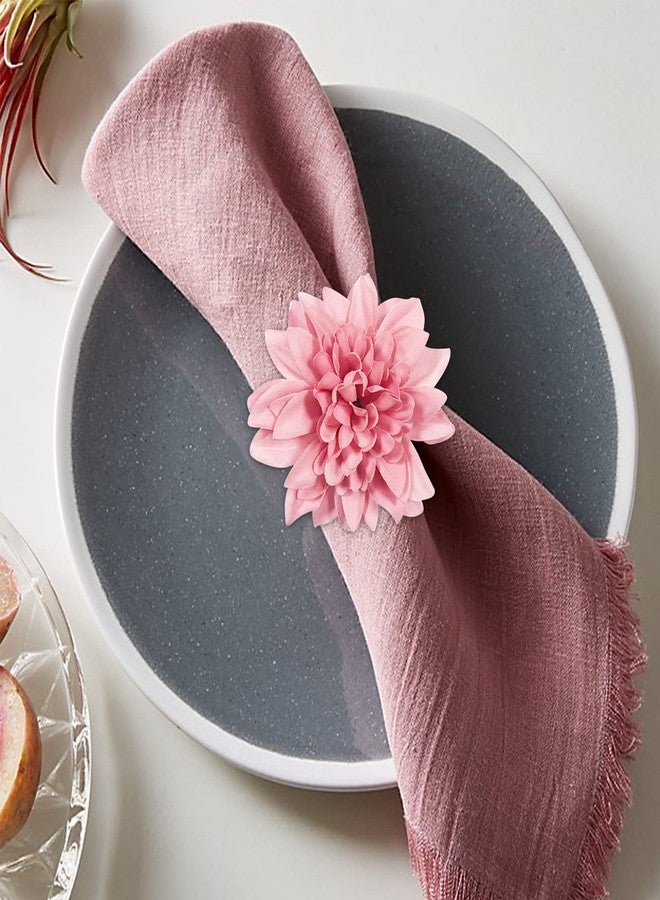 wonlex Farmhouse Flower Napkin Rings Set of 8, Faux Pink Dahlia Napkin Ring, Natural Serviette Buckles Holder for Gift,Table Decoration, Family Dinner, Union (Dahlia - Pink) - Image 5