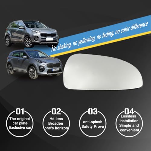 SKOUIO Driver Side Mirror Replacement Glass for Kia Sportage 2017-2022,Automotive Exterior Heated Left Side View Mirror Glass for Kia Sportage 2017 2018 2019 2020 2021 2022 (SKOUIO 01-S) - Image 3