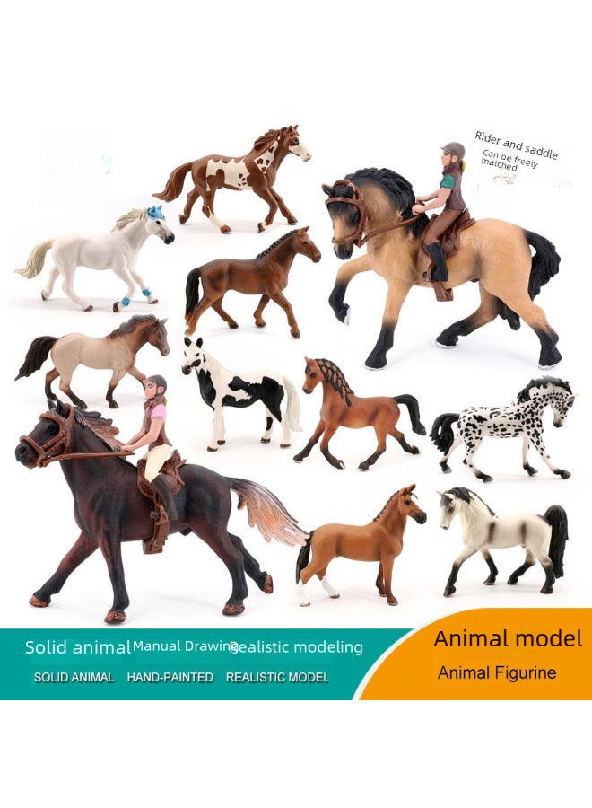 Children's Simulated Wild Animal Toy Set Steed White Horse Thousand-mile Horse Racing Rider Trainer-Color:PL127-272 Charackner Stallion  - Image 2