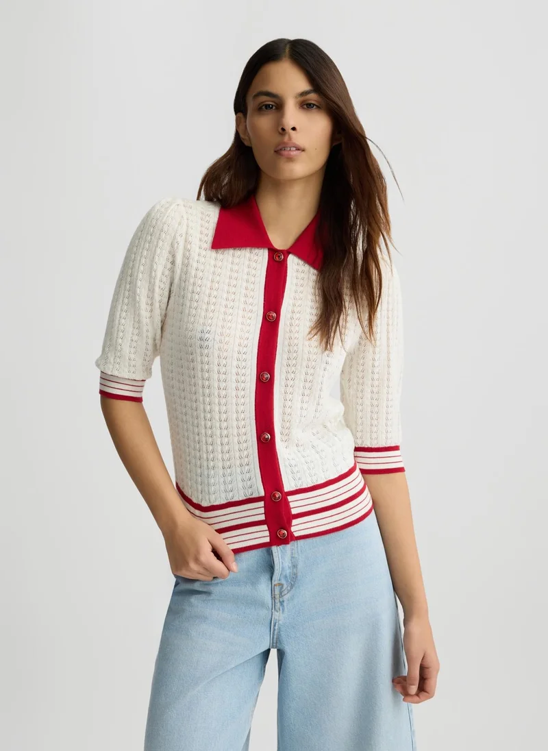 Liu Jo White and red knit cardigan