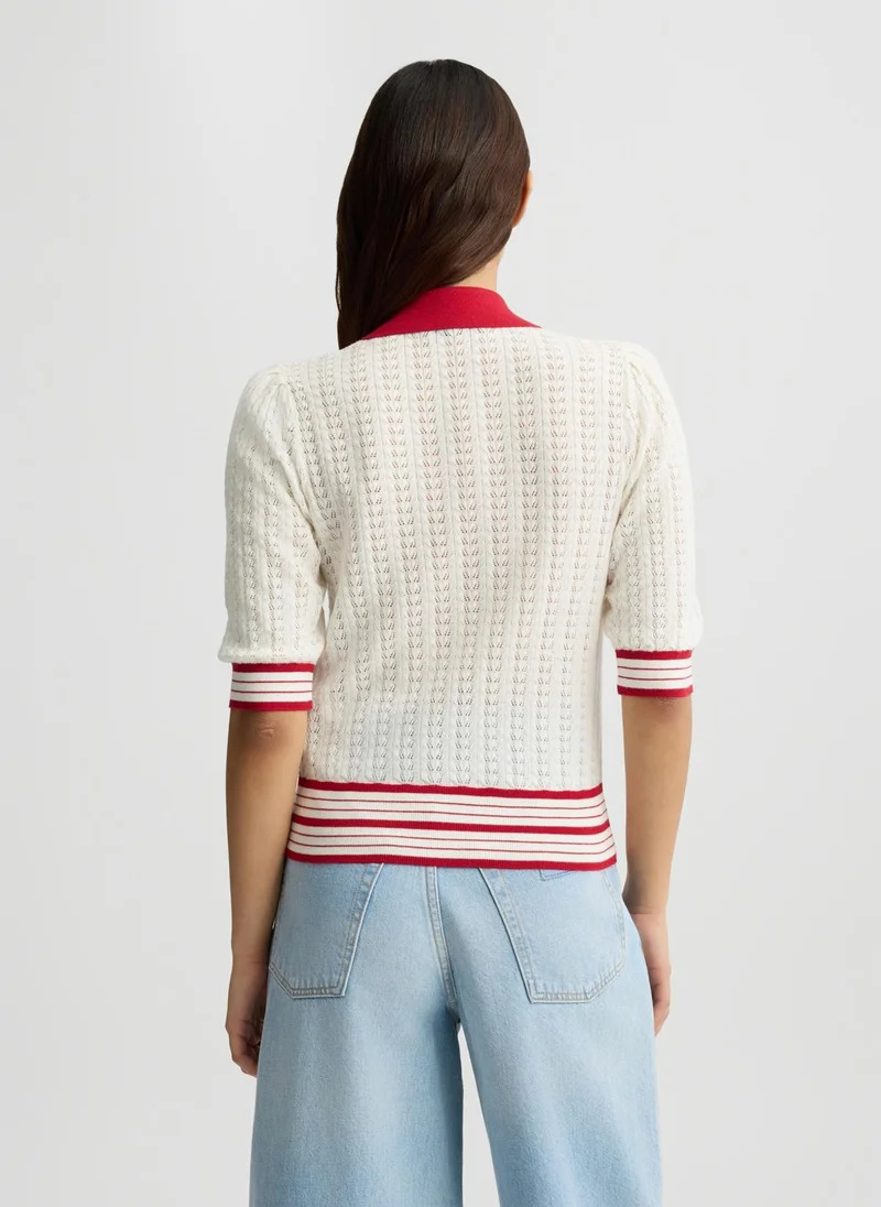 Liu Jo White and red knit cardigan