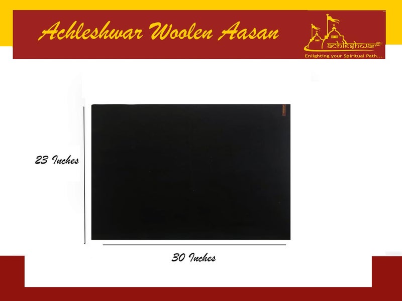 Achleshwar Pooja Aasan | Black Woolen Handcrafted Sitting Mat | Comfortable Prayer & Meditation Mat for Mandir Use | Soft & Durable Fabric | Black | 23 x 30 Inch (Pack of 1) - Image 2
