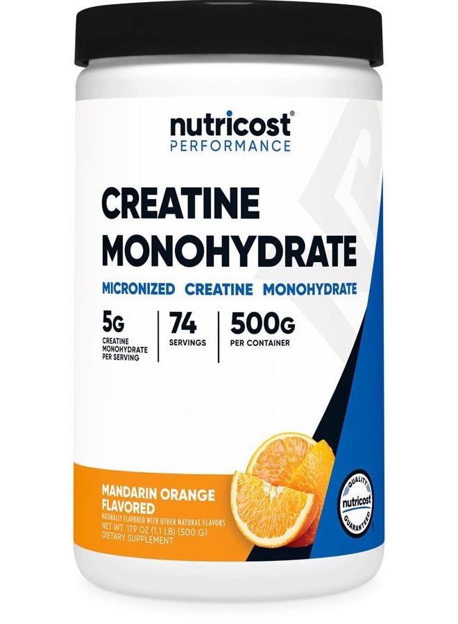Nutricost مسحوق الكرياتين مونوهيدرات (برتقال ماندارين، 500 جرام) - مكمل كرياتين ميكرونيزد - نباتي، خالي من الكائنات المعدلة وراثيًا، خالي من الغلوتين - Image 1