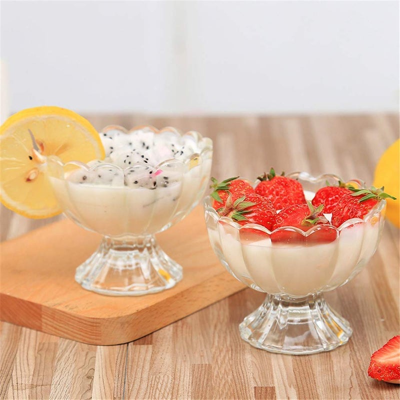 CRACK Glass Ice Cream Bowl Set 120 ml Dessert Bowl Perfect for Fruit Salad or Pudding Set of 6 - Image 3