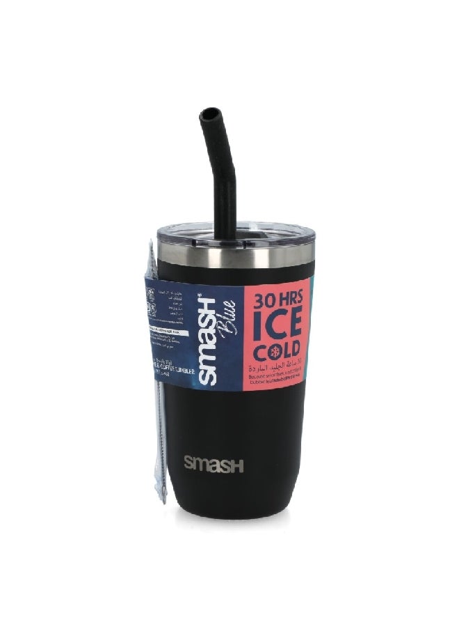 smash Double Wall Smoothie and Coffee Tumbler with Extra Wide Straw Black 450 ml 5604 - Image 1