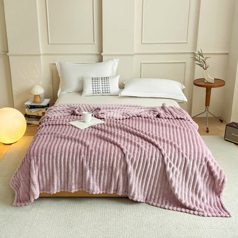 Purple 180 x 200 CM Ultra-Soft Faux Rabbit Fur Plush Sofa Cushion & Bedding Blanket - Luxury Double-Sided Thickened Winter Fleece - Image 1