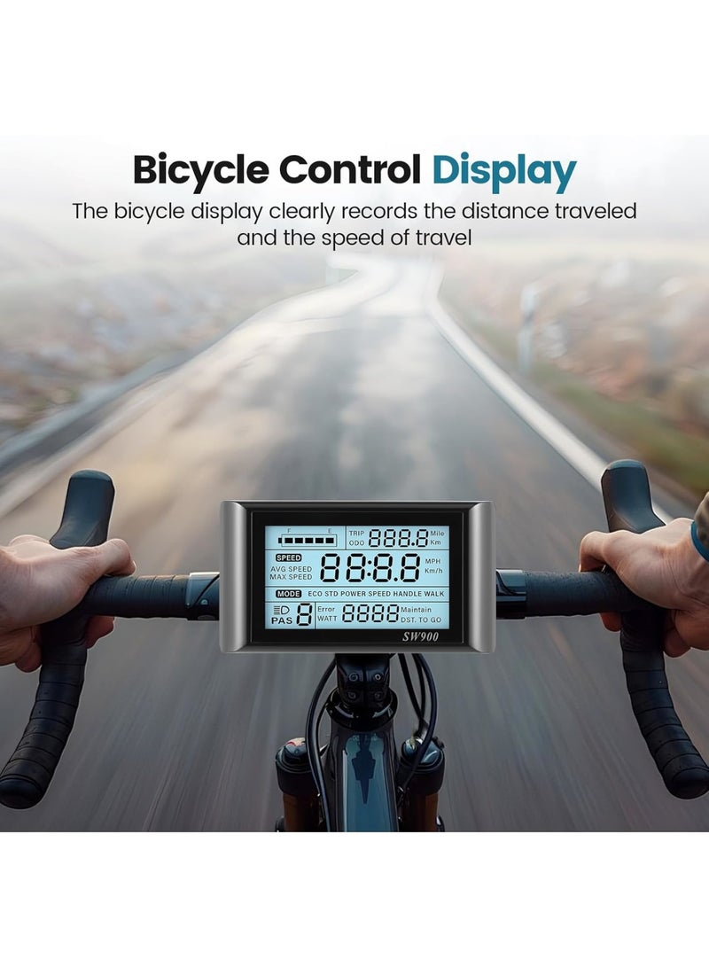 SYOSI SW900 EBike Display, LCD Control Panel and Speedometer for Electric Bicycles, Fits 24V 36V 48V 60V Systems, 5 Pin Waterproof Plug, Supports Various Communication Protocols, Durable and Easy to Install - Image 2