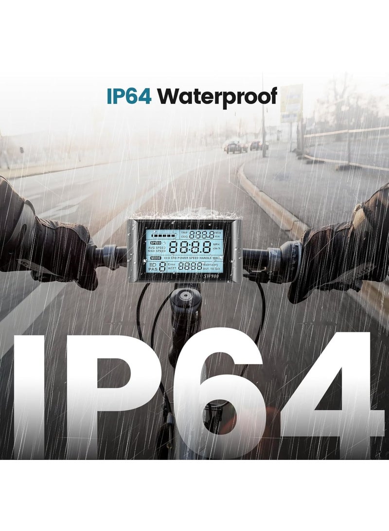 SYOSI SW900 EBike Display, LCD Control Panel and Speedometer for Electric Bicycles, Fits 24V 36V 48V 60V Systems, 5 Pin Waterproof Plug, Supports Various Communication Protocols, Durable and Easy to Install - Image 5