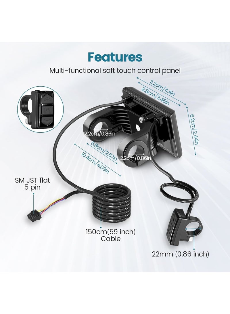 SYOSI SW900 EBike Display, LCD Control Panel and Speedometer for Electric Bicycles, Fits 24V 36V 48V 60V Systems, 5 Pin Waterproof Plug, Supports Various Communication Protocols, Durable and Easy to Install - Image 3