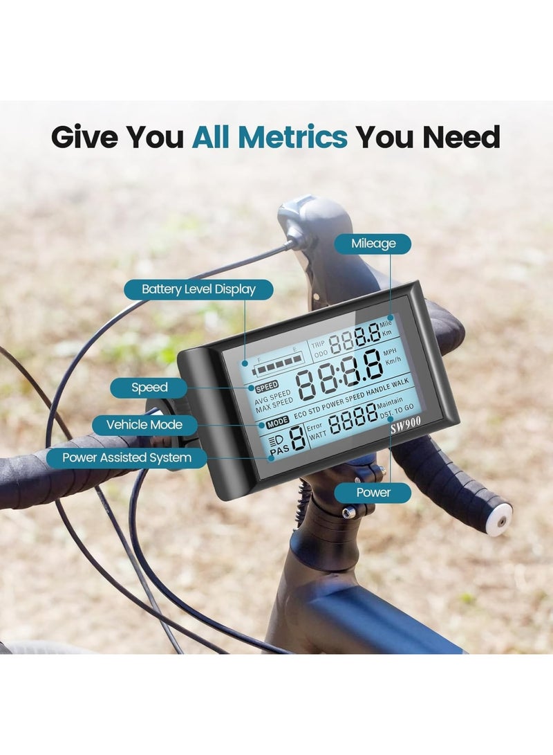 SYOSI SW900 EBike Display, LCD Control Panel and Speedometer for Electric Bicycles, Fits 24V 36V 48V 60V Systems, 5 Pin Waterproof Plug, Supports Various Communication Protocols, Durable and Easy to Install - Image 4