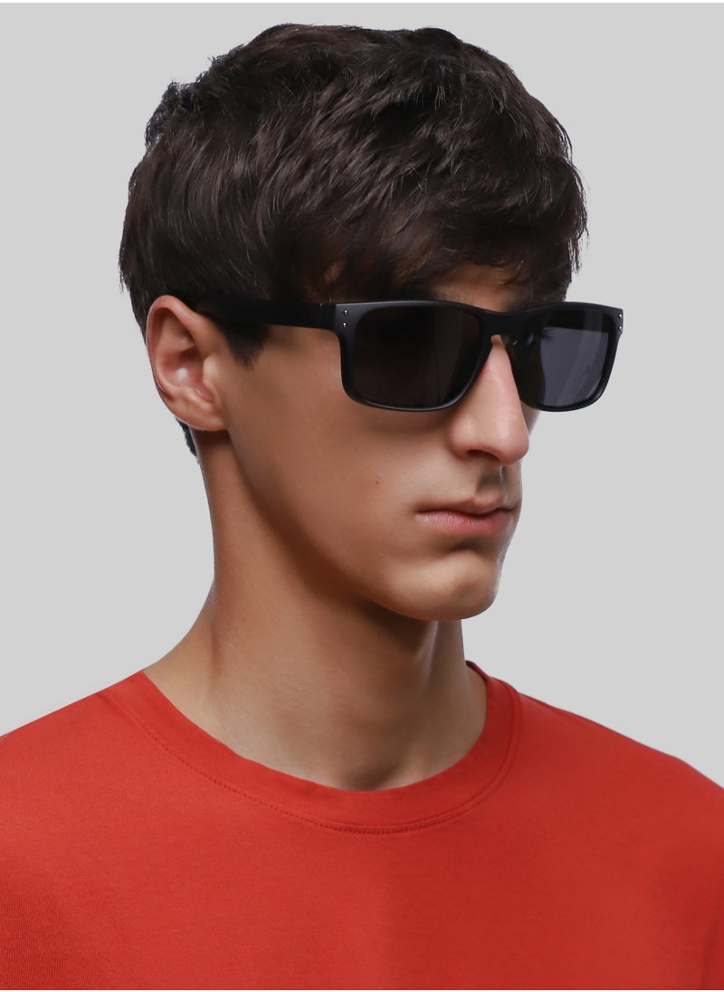 flâneur - Stylish Polarized D-frame Sunglasses For Women and Men Black - Image 1