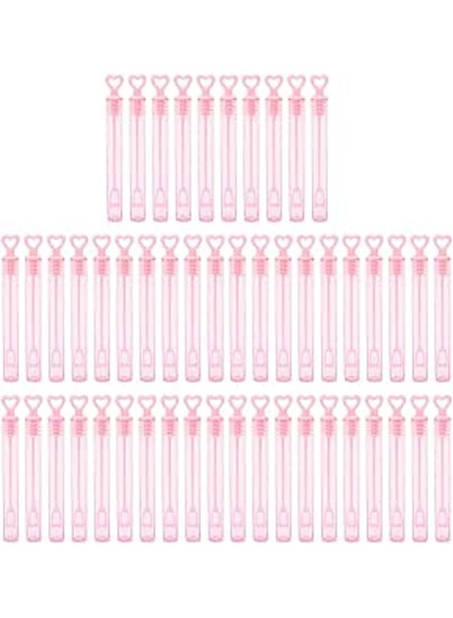 50 Pcs Pastel Heart Shaped Mini Bubble Wands For Party Wedding Decorations Goody Bag Fillers - Image 1
