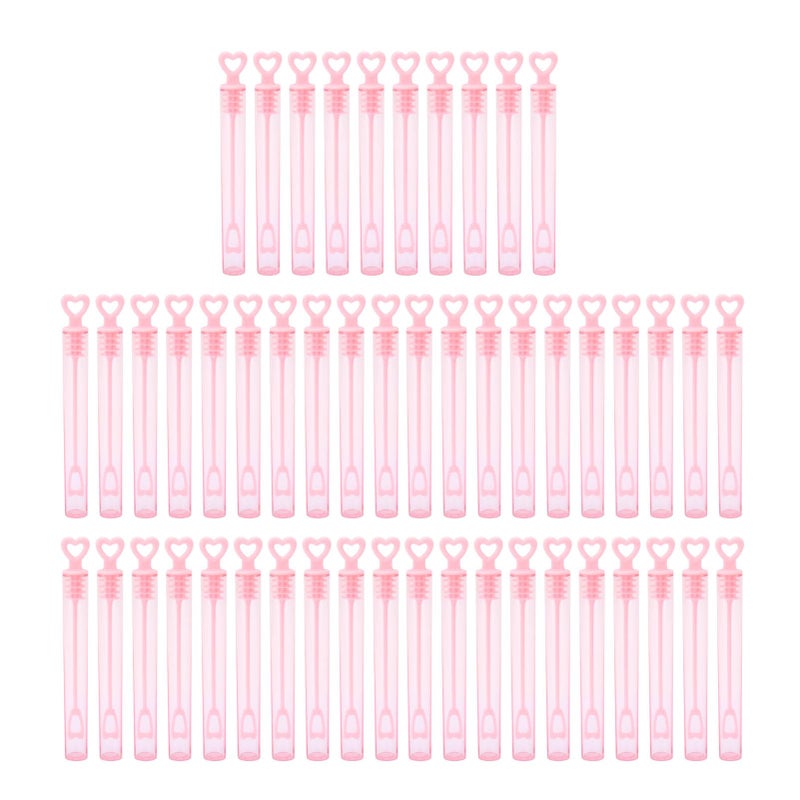 50 Pcs Pastel Heart Shaped Mini Bubble Wands For Party Wedding Decorations Goody Bag Fillers - Image 2
