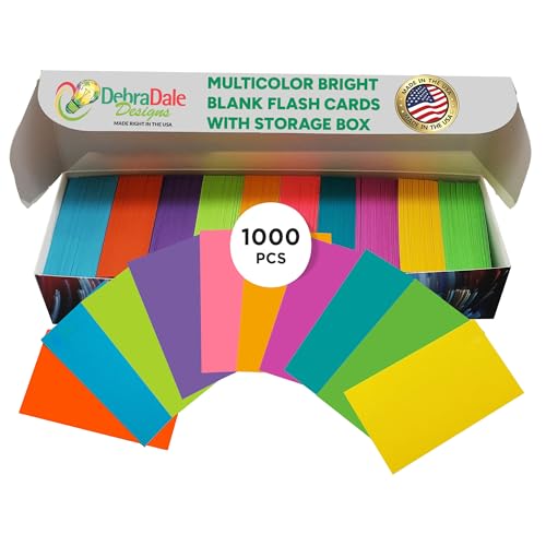 DEBRADALE DESIGNS Debra Dale Designs Blank Flash Cards - Vibrant Flash Cards for Students, Color Coded Study Cards, Unruled Index Cards (Neon 2x3.5in, 65lb Cardstock, Reusable Box) [10 Colors, USA Made] - Image 1