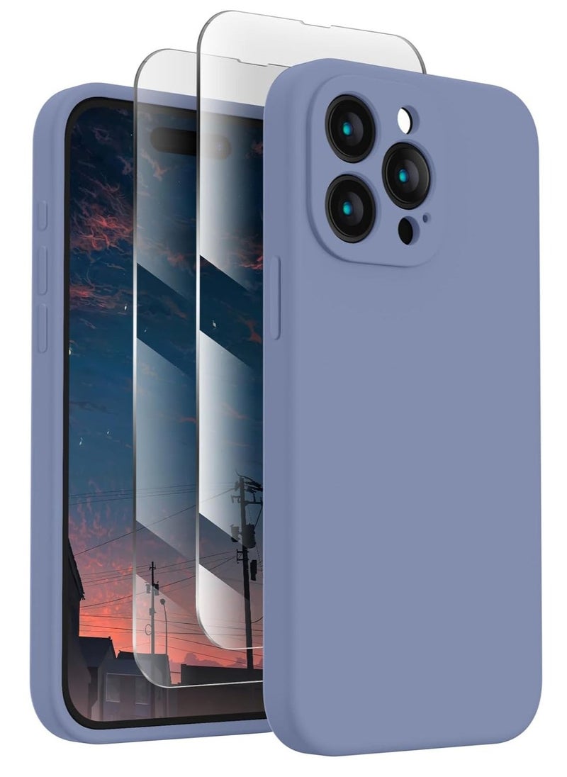 Raxoom Designed for iPhone 15 Pro Max Case, Silicone Upgraded [Camera Protection] for iPhone 15 ProMax Case with [2 Screen Protectors], Anti-Scratch Microfiber Lining, 6.7 inch, Lavender Gray - Image 1