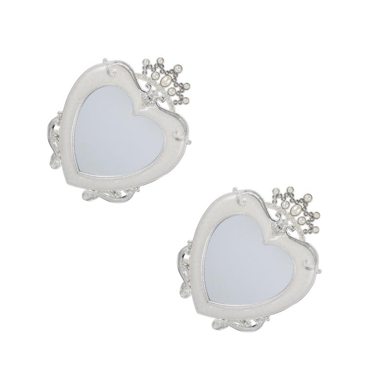 2pcs Resin Photo Frame Heart Shaped Photo Holder Desktop Decoration Practical Frame White (6 Inches) - Image 1