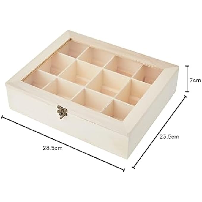 Rayher. Tea Storage Box With 12 Compartments Wooden Tea Chest - Image 5