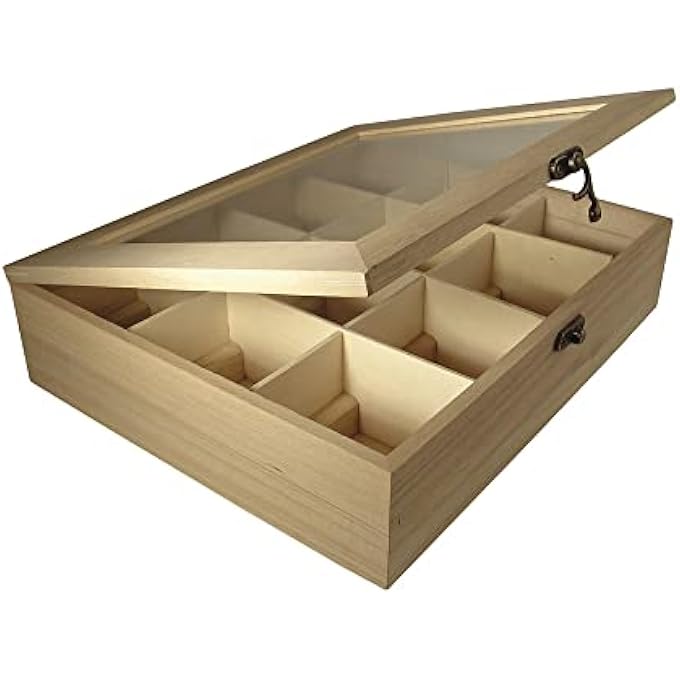 Rayher. Tea Storage Box With 12 Compartments Wooden Tea Chest - Image 1