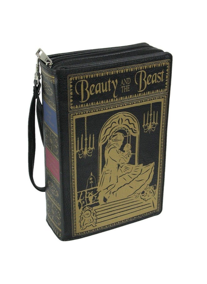 Things2Die4 Black Vinyl Beauty And The Beast Book Handbag Novelty Clutch Purse Crossbody Bag  - Image 1