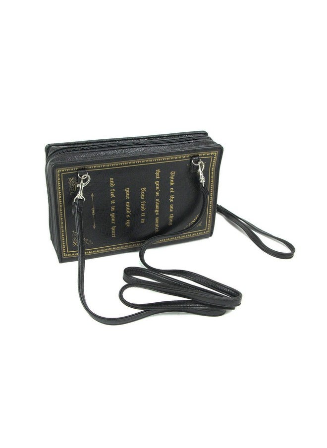 Things2Die4 Black Vinyl Beauty And The Beast Book Handbag Novelty Clutch Purse Crossbody Bag  - Image 2