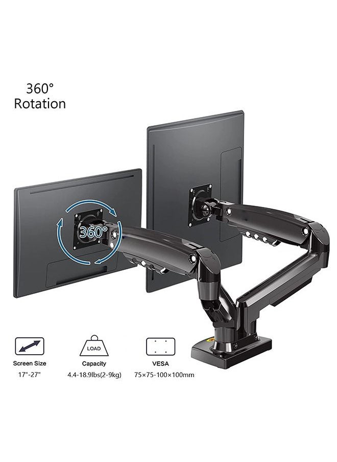 Arabest - Dual Monitor Desk Mount Stand Full Motion Swivel Computer Monitor Arm for Two Screens 17-27 Inch with 4.4~19.8lbs Load Capacity for Each Display - Image 1