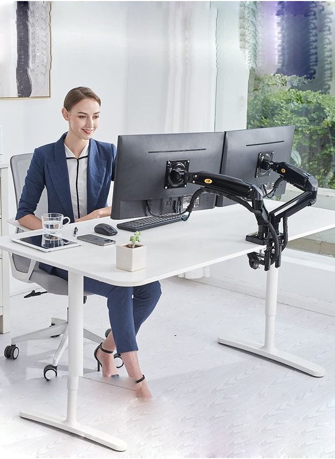 Arabest - Dual Monitor Desk Mount Stand Full Motion Swivel Computer Monitor Arm for Two Screens 17-27 Inch with 4.4~19.8lbs Load Capacity for Each Display - Image 1
