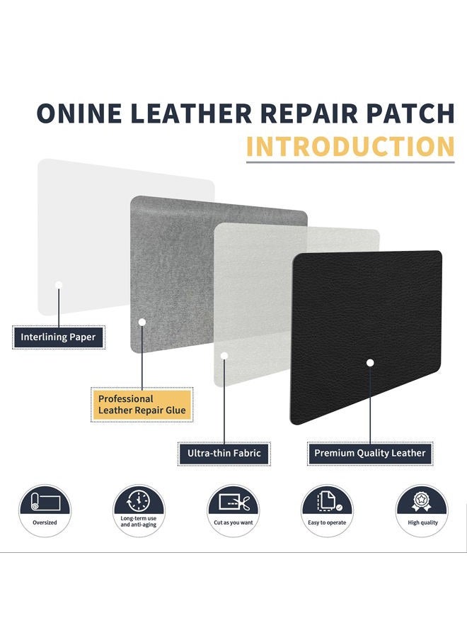 ONine Leather Repair Patch，Leather Repair Tape, 16 x 48 inches Leather Repair Patch for Furniture,Vinyl Repair kit，Leather Couch Patch，for Sofas, Furniture, car Seats(Black) - Image 3