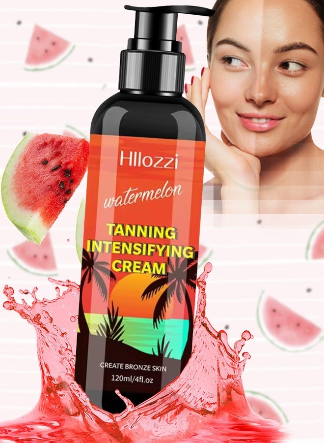 Hllozzi 120ml Watermelon Tanning Intensifying Cream for Men and Women Create Bronze Skin Extreme Intensive Tanning Soft Gel Tanning Lotion Accelerator Tanning Cream Self Tanner Cream for Skin Tanning Sunless Tanner  - Image 1