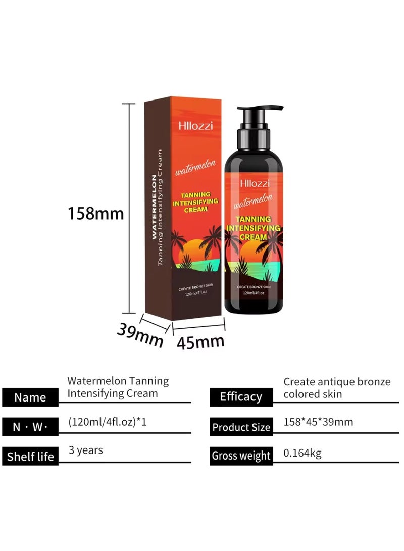 Hllozzi 120ml Watermelon Tanning Intensifying Cream for Men and Women Create Bronze Skin Extreme Intensive Tanning Soft Gel Tanning Lotion Accelerator Tanning Cream Self Tanner Cream for Skin Tanning Sunless Tanner  - Image 3