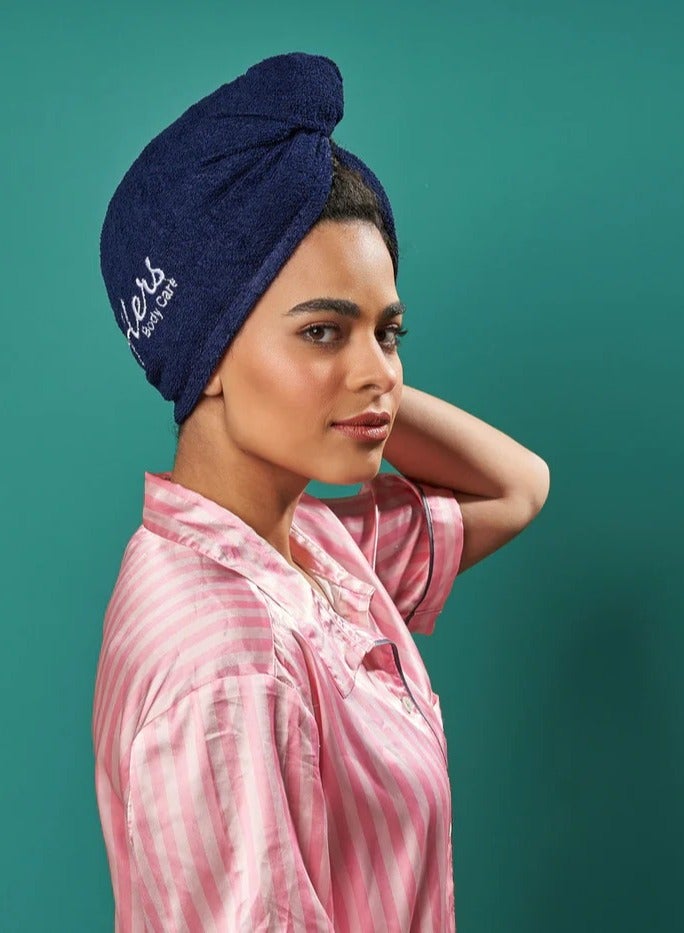 HERS Anti Frizz Microfiber Towel Quick Drying Hair towel (Blue)