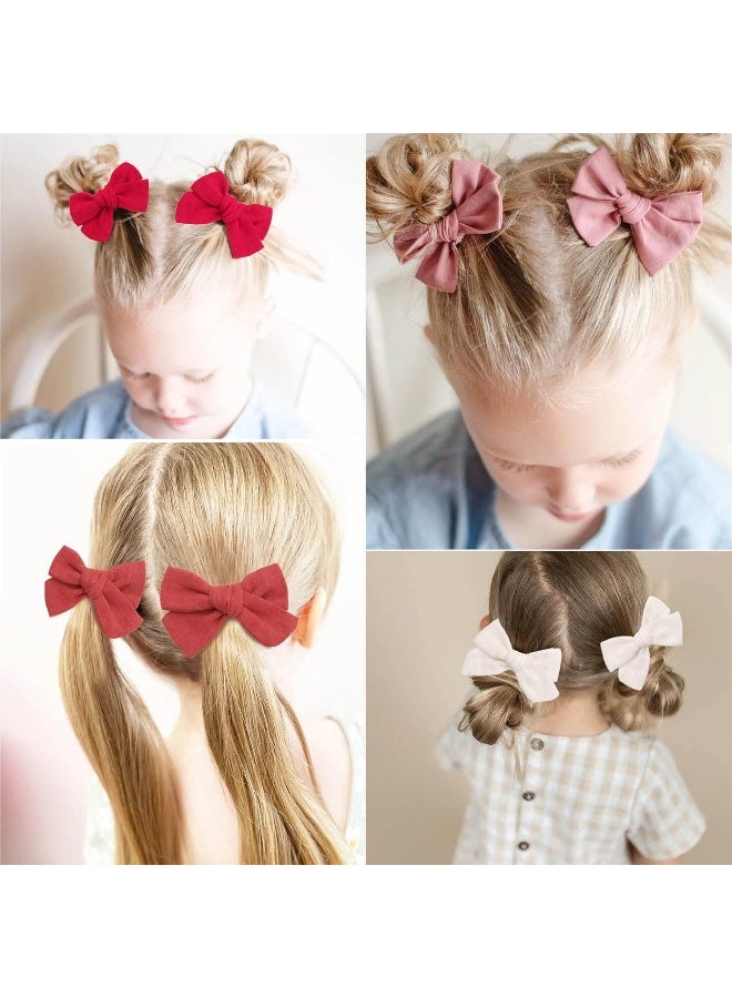 Oaoleer 40Pcs 3.5Inch Hair Bows Clips for Baby Girls, Oaoleer Neutral Linen Pigtail Bows Double Bun Ponytail Bow Hair Barrettes Accessories for Babies Infant Toddlers Kids in Pairs - Image 4