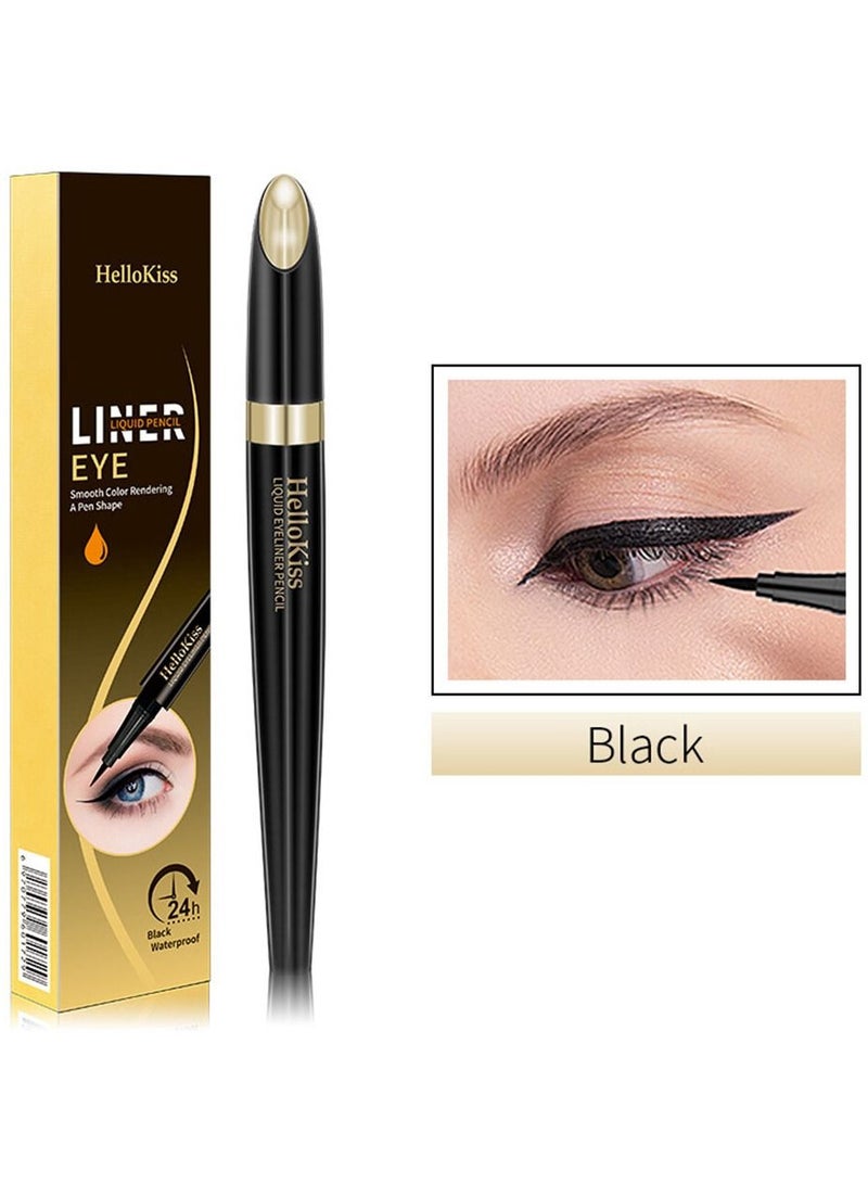 HelloKiss قلم كحل سائل طويل الأمد سريع الجفاف تركيبة مقاومة للماء مقاومة للتلطخ دقيق للغاية كحل عالي الصبغة لمظهر جريء قلم كحل سائل أسود - Image 1